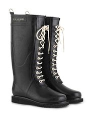 Rubber boots long with laces Black