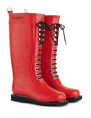 Rubber boots long with laces Deep Red