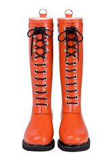 Rubber boots long with laces Orange