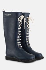 Rubber boots long with laces Dark Indigo