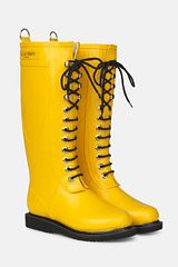 Rubber boots long with laces Cyber Yellow